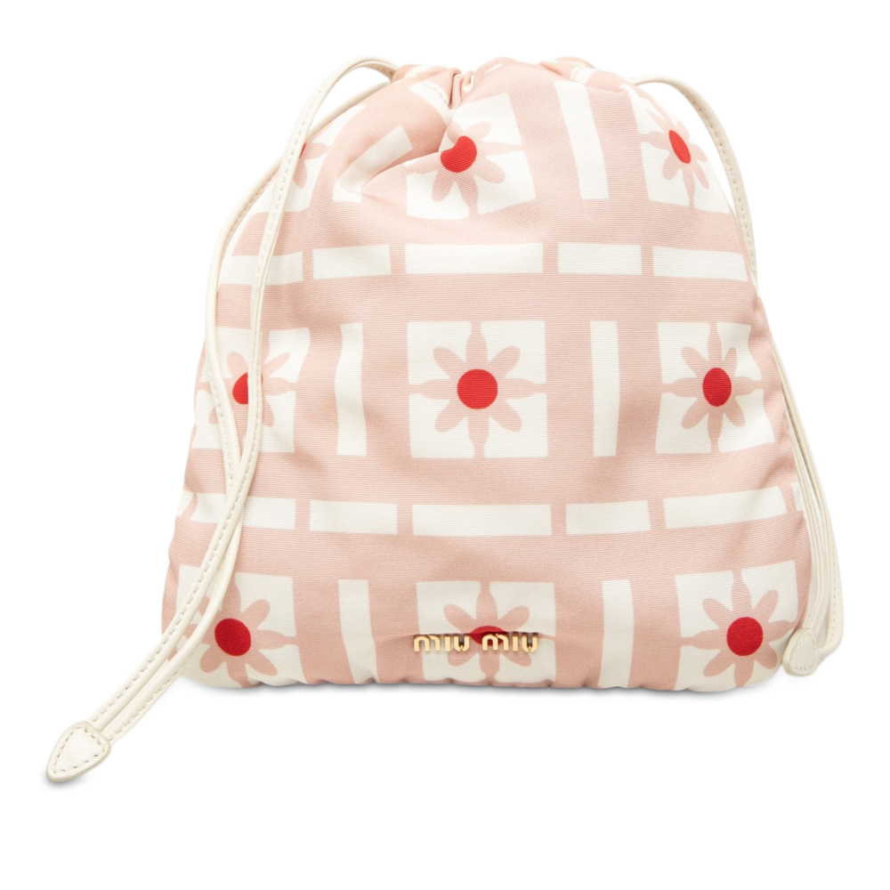 Pre-Loved Miu Miu Nylon Floral Print Drawstring Pouch